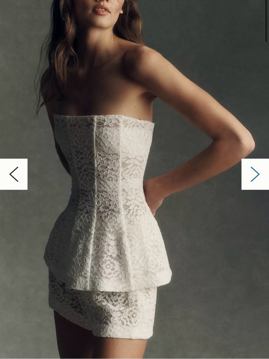 V. Chapman Dresses & Skirts - V. Chapman White Lace Strapless Peplum Mini Dress